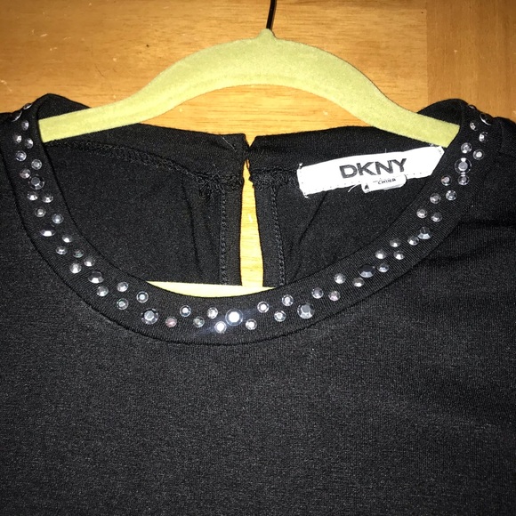 DKNY  Black Long Sleeve Top with Studs Girl Med - Picture 3 of 9